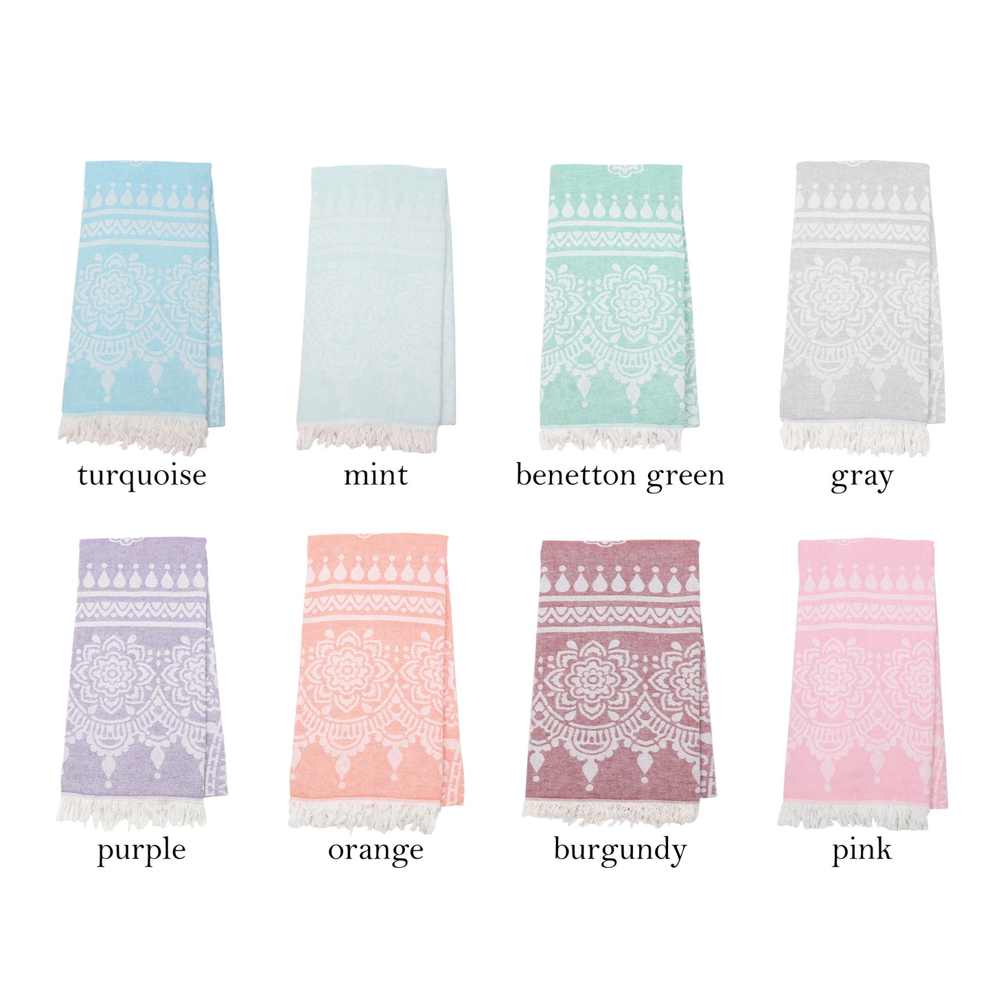 Floral Turkish Towel: 100% Cotton Peshtemal, Custom Embroidery Available