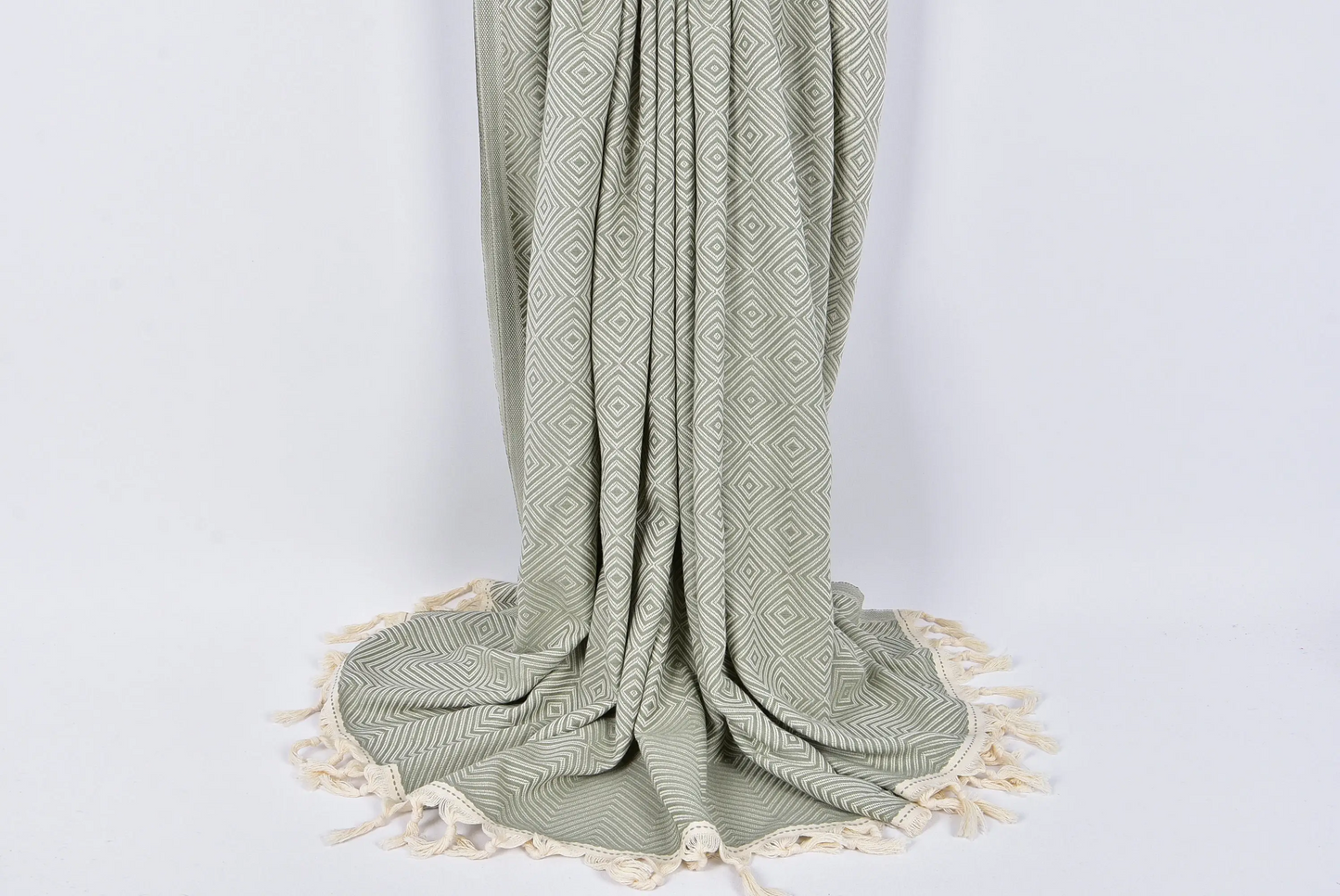 Throw Blanket Turkish Cotton Beige, 79x91 Inches