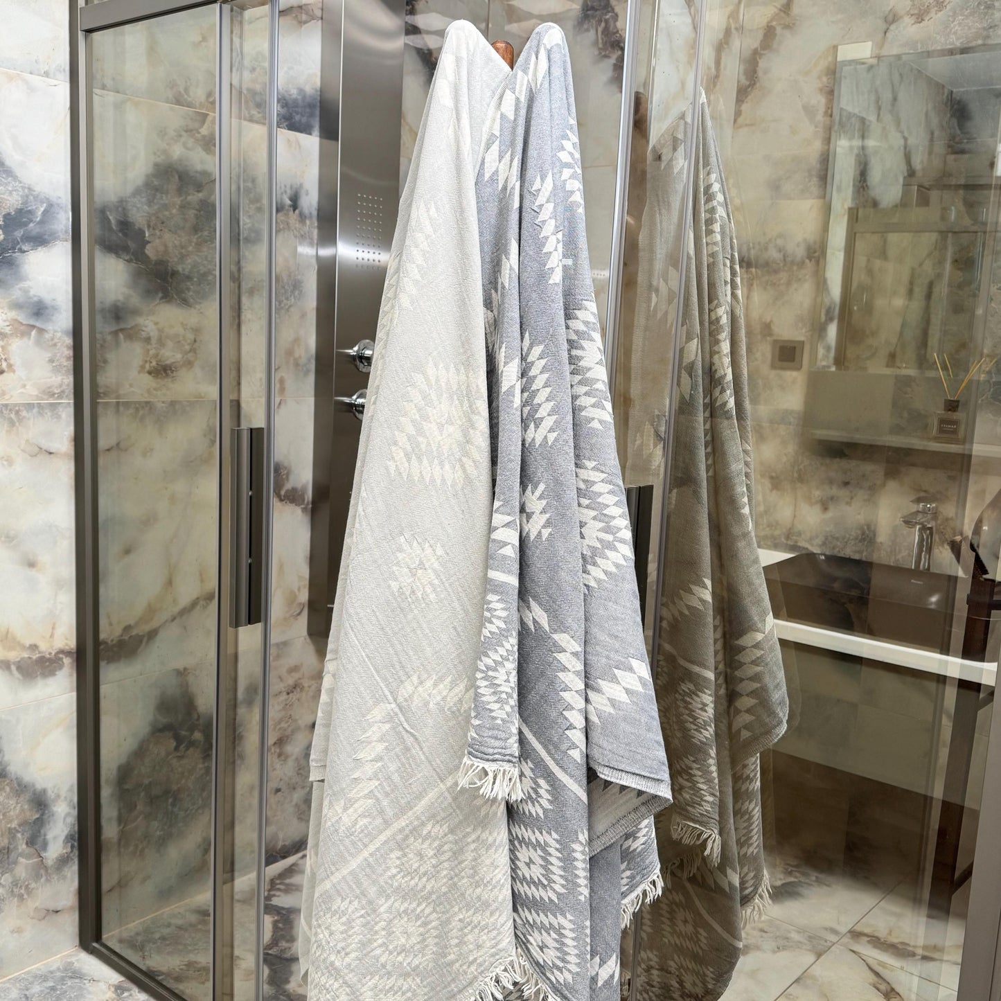 Handwoven Turkish Cotton Towel: Ethnic Pattern, Custom Embroidery