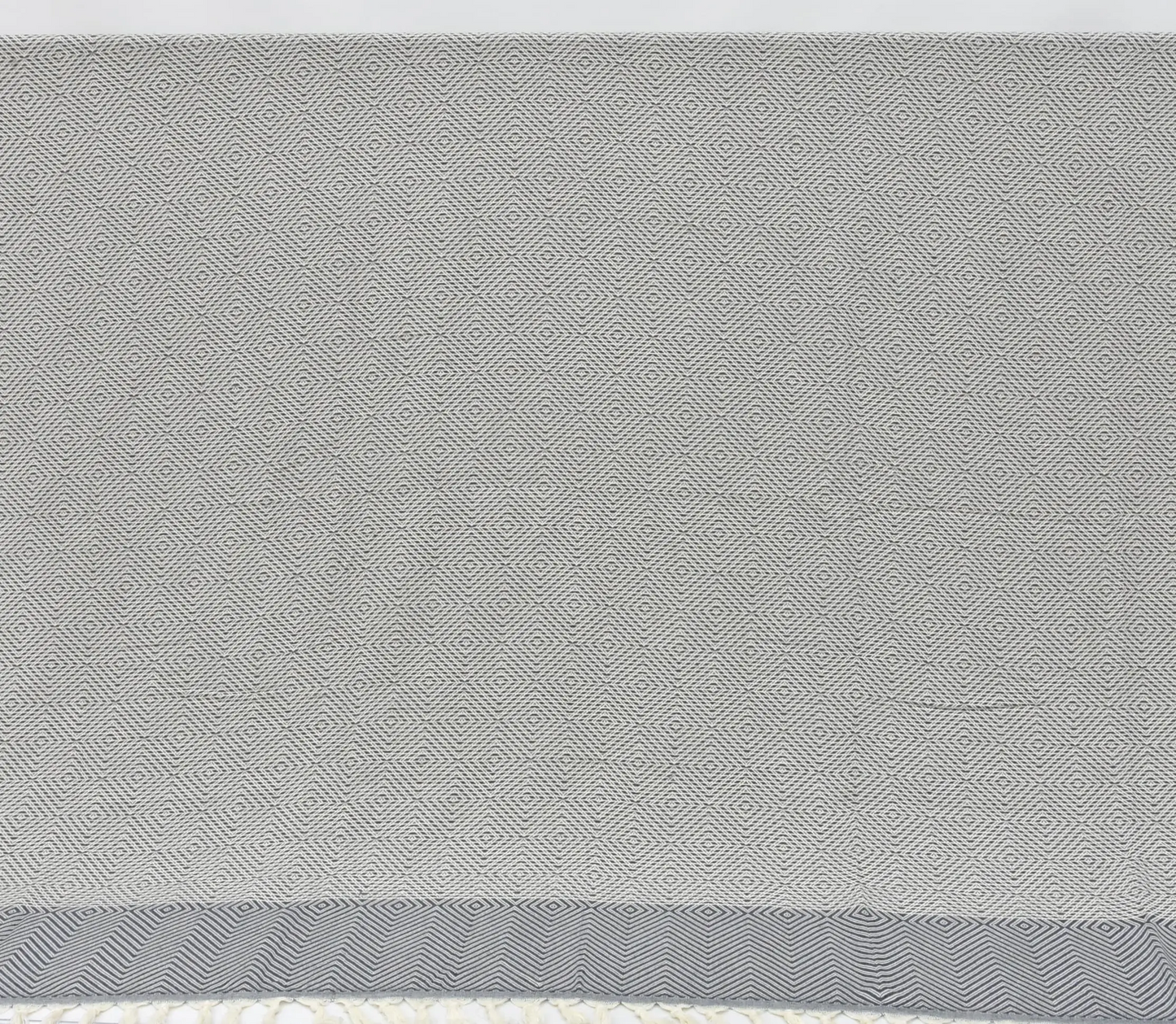 Turkish Bedspread Throw 75x91 Gray Cotton Diamond Design Blanket
