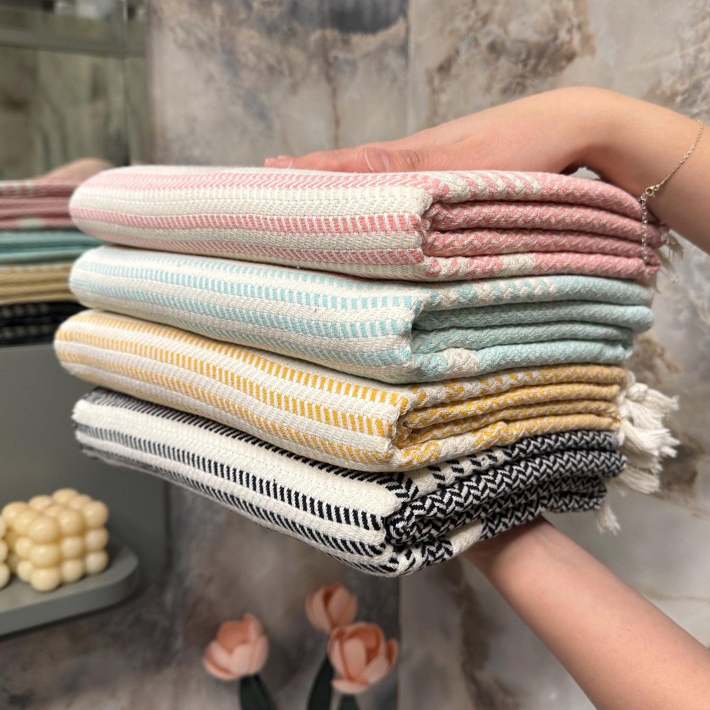 Personalized Turkish Peshtemal Towel: Handwoven Cotton, Beach or Kitchen