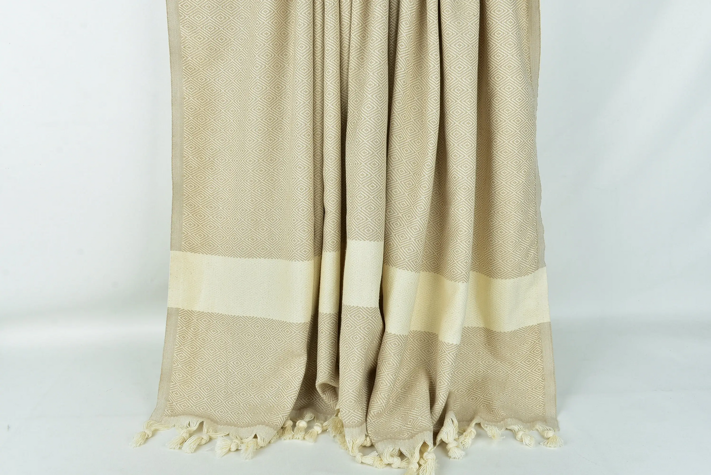 Monogrammed Beach Blanket, Diamond Beige, Turkish Cotton, 79x91 Inches