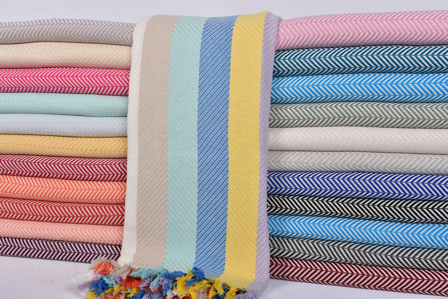Throw Blanket Turkish Cotton Beige, 75x91 Inches