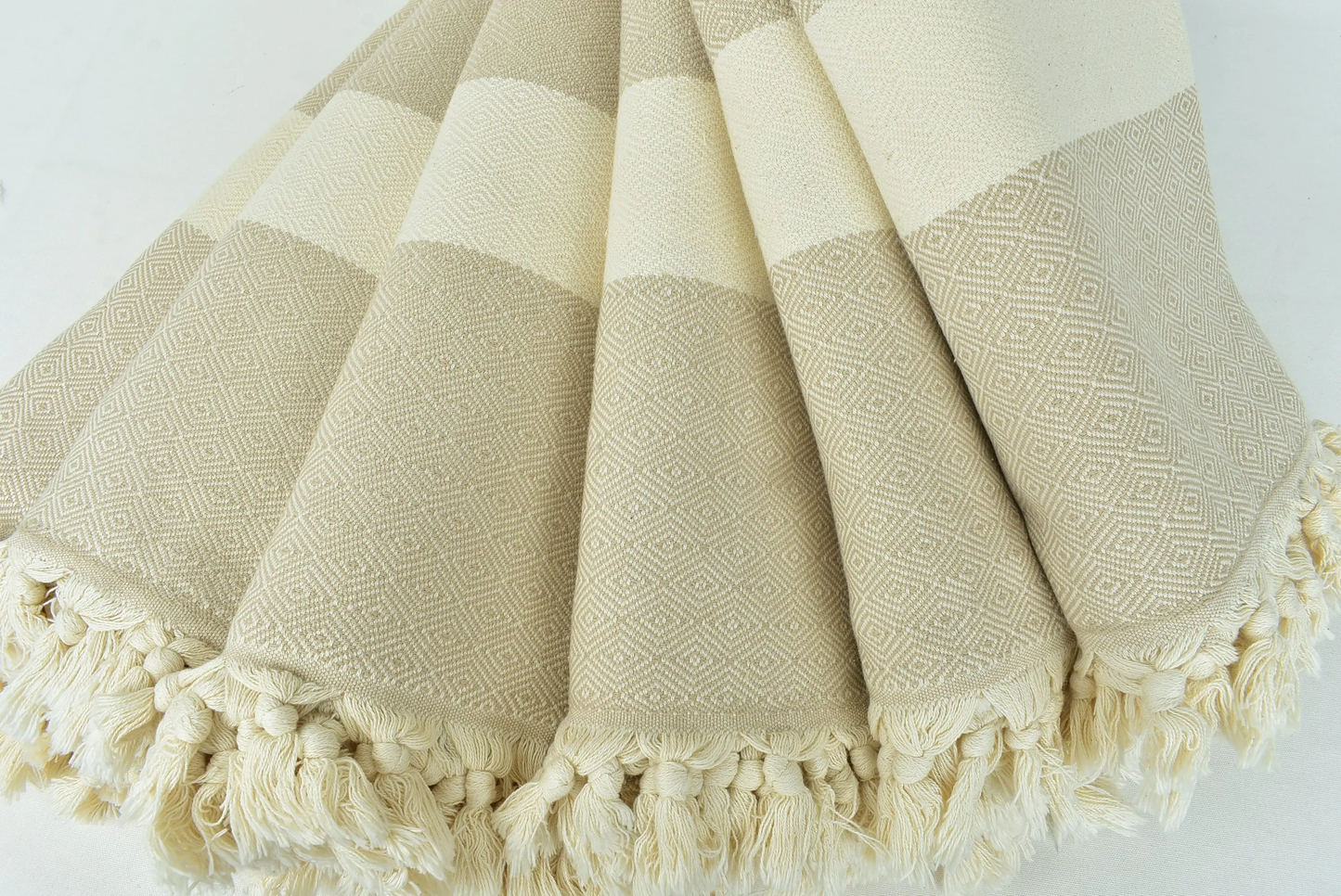 Monogrammed Beach Blanket, Diamond Beige, Turkish Cotton, 79x91 Inches