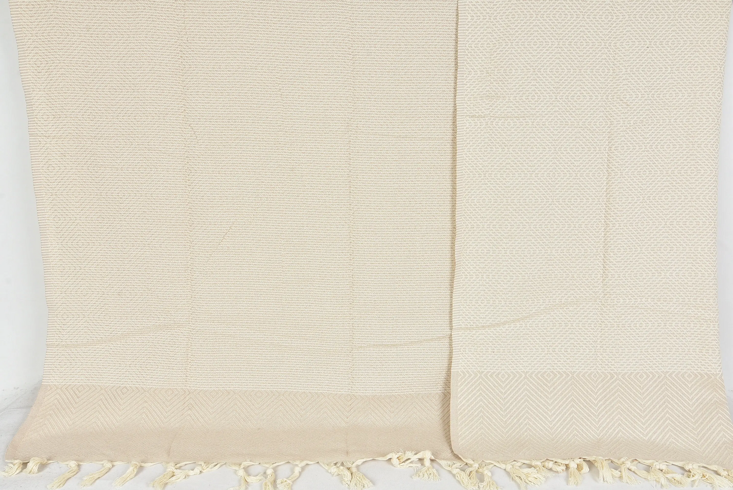 Beige Diamond Design Turkish Blanket, 78x94 Inches, Cotton, Coastal