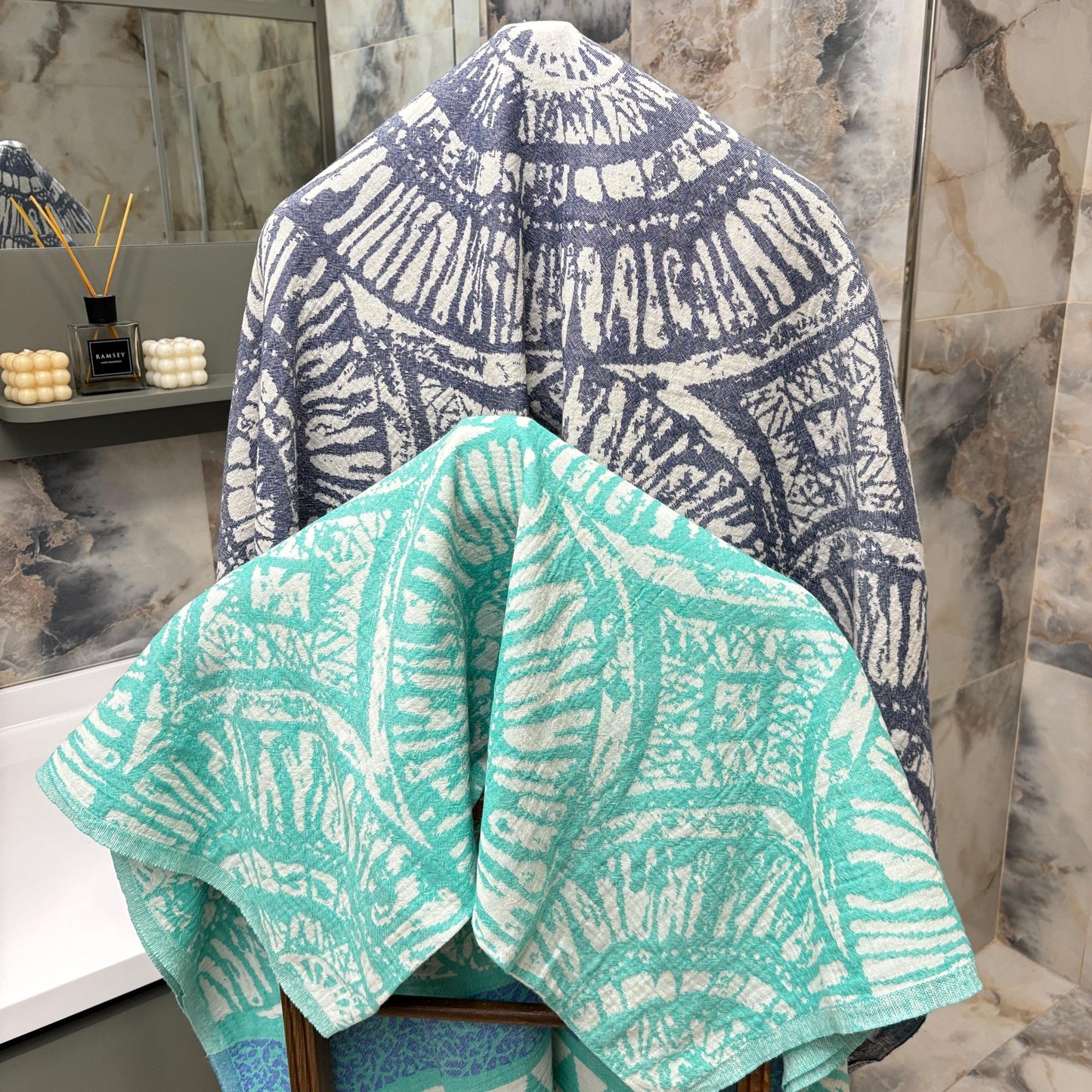 Embroidered Mandala Turkish Towel: Boho Beach Hammam Towel