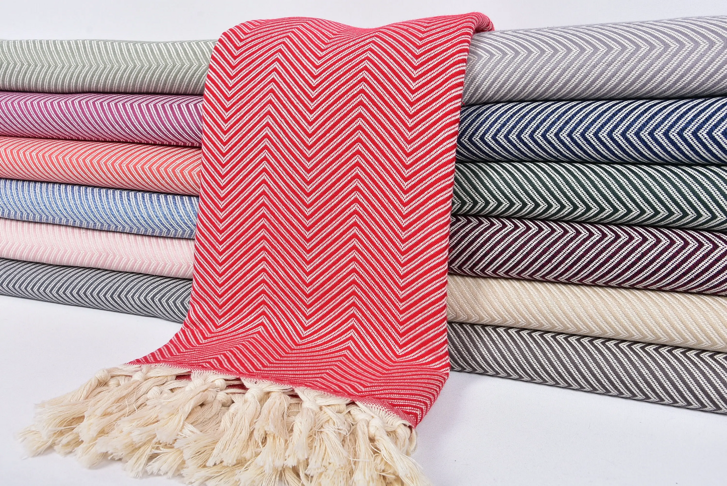 Winter Blanket Turkish Cotton Beige Stripes, 83x91 Inches