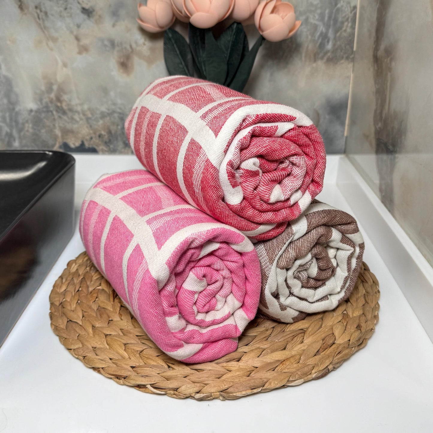 Custom Embroidered Turkish Towel: 100% Cotton Peshtemal Hammam Towel