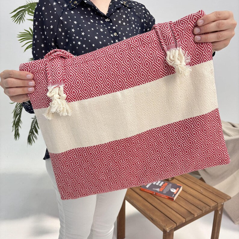 Bordeaux Sand Convertible Turkish Towel Beach Bag