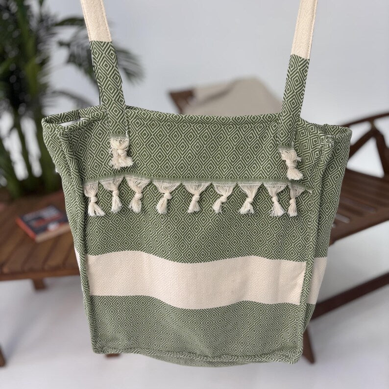 Olive Grove Convertible Turkish Towel Beach Bag