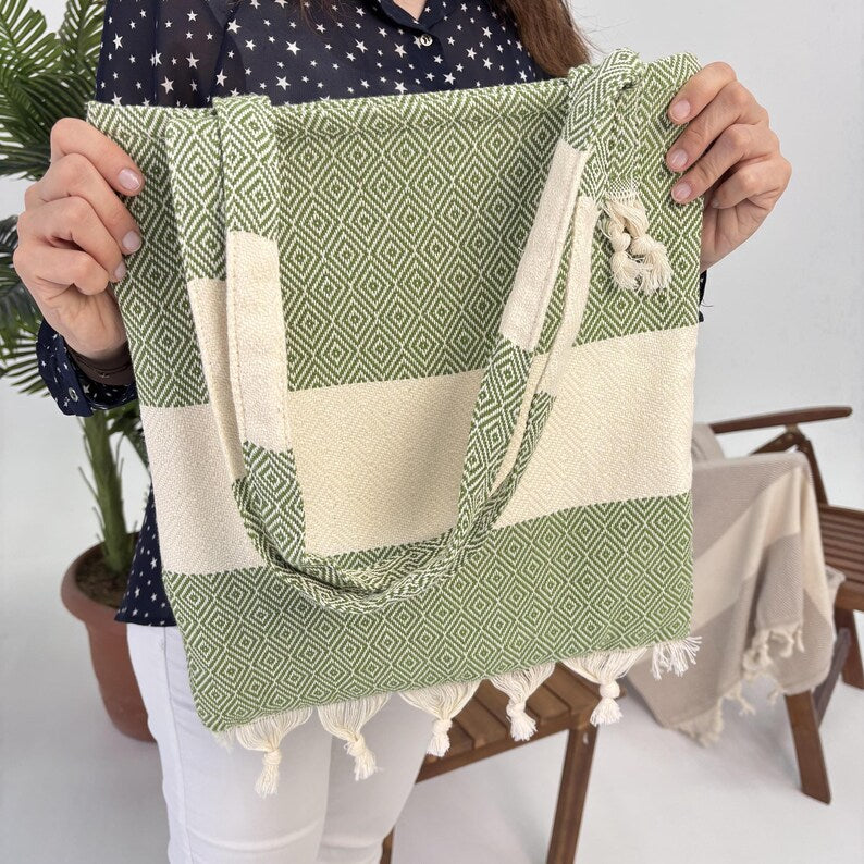 Sage Horizon Convertible Turkish Towel Beach Bag