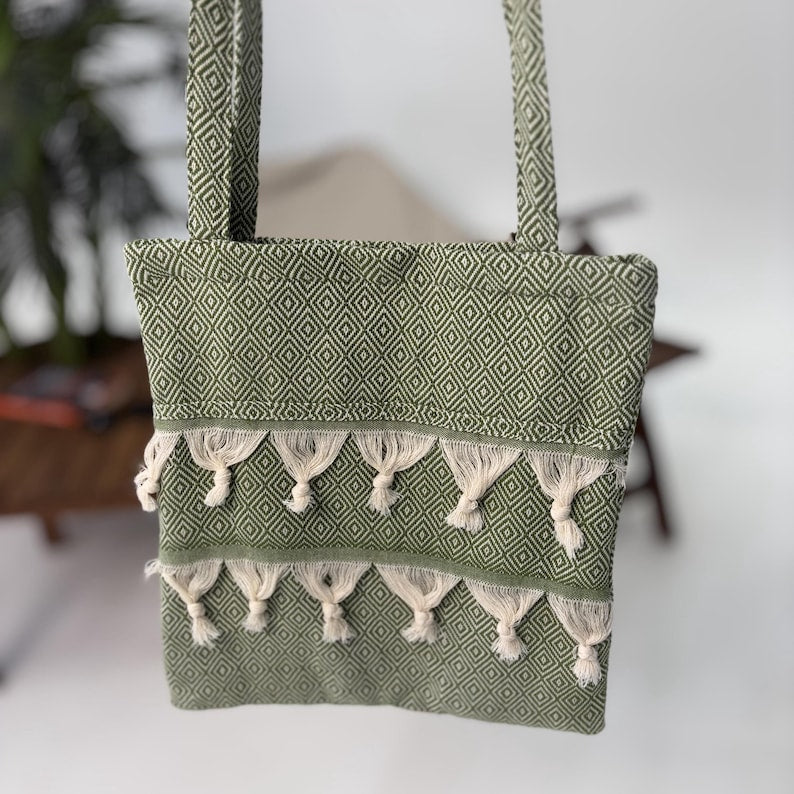 Ephesus Olive Convertible Turkish Towel Beach Bag