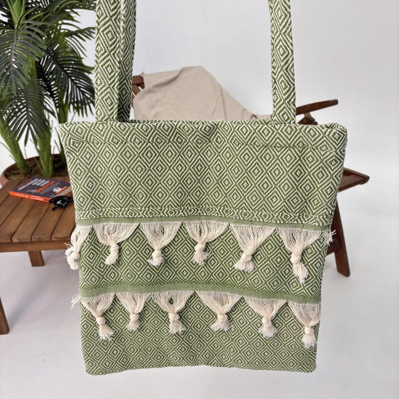 Ephesus Olive Convertible Turkish Towel Beach Bag