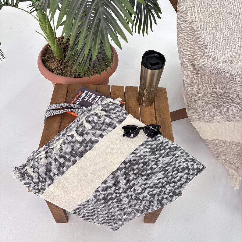 Silver Nomad Convertible Turkish Towel Beach Bag