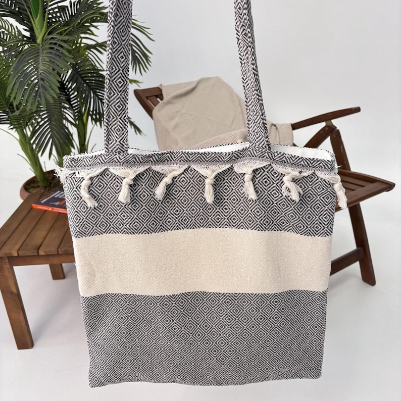 Silver Nomad Convertible Turkish Towel Beach Bag