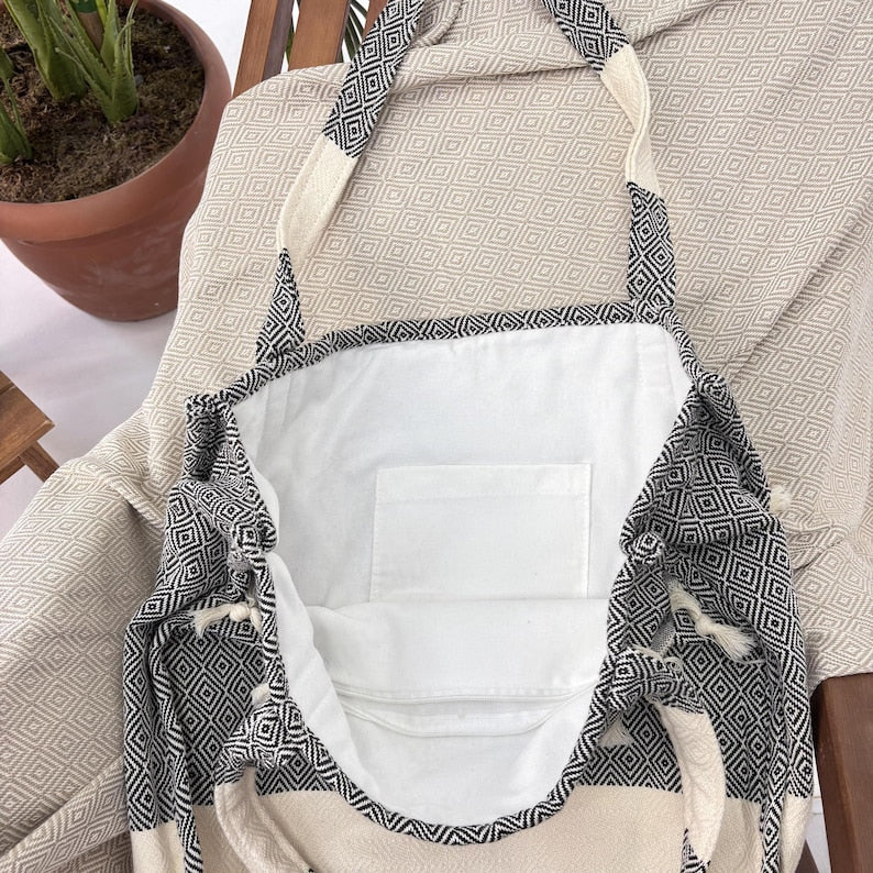 Smoky Shore Convertible Turkish Towel Beach Bag