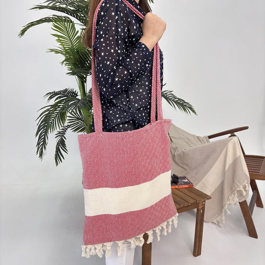 Aegean Rose Convertible Turkish Towel Beach Bag
