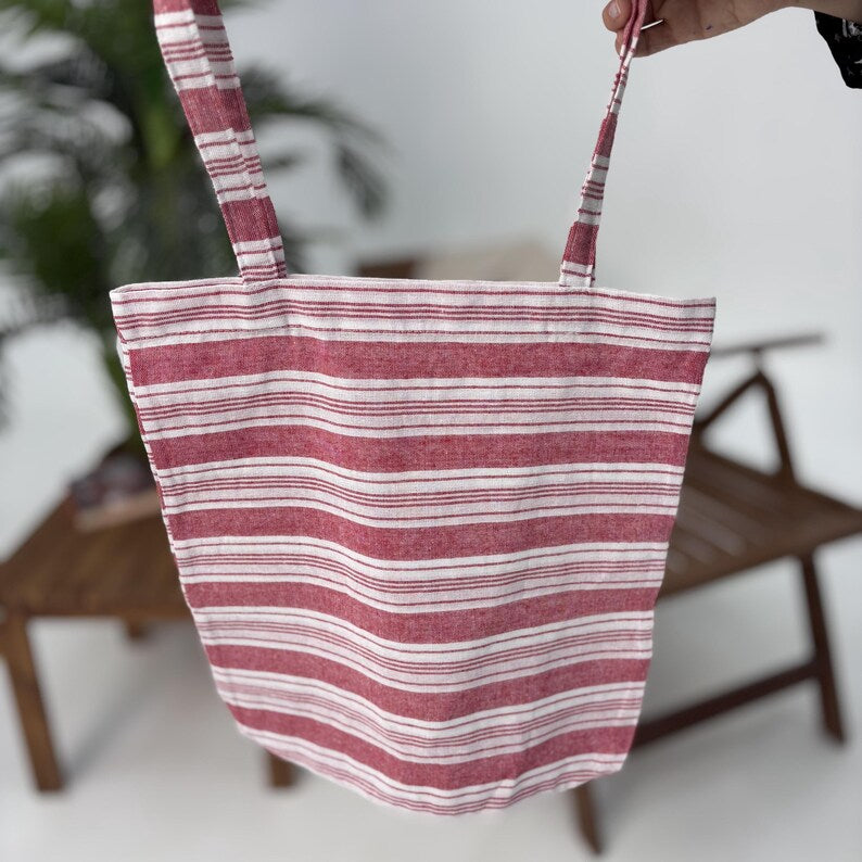 Pera Stripe Convertible Turkish Towel Beach Bag