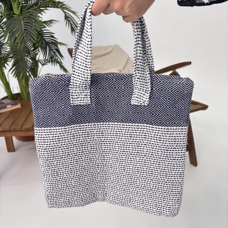 Bosphorus Grid Convertible Turkish Towel Beach Bag