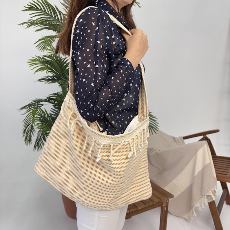 Golden Dune Convertible Turkish Towel Beach Bag