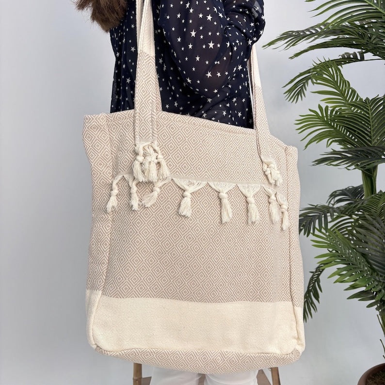 Linen Cove Convertible Turkish Towel Beach Bag
