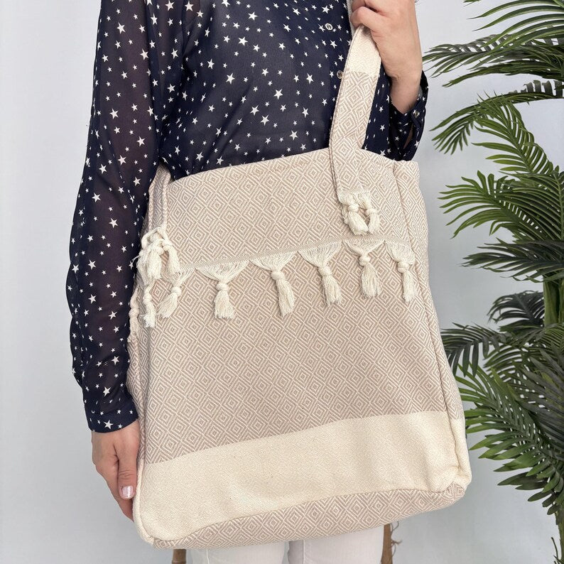 Linen Cove Convertible Turkish Towel Beach Bag