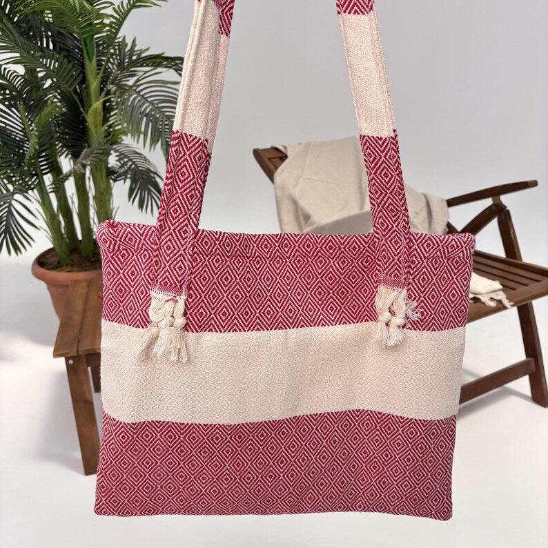 Bordeaux Sand Convertible Turkish Towel Beach Bag