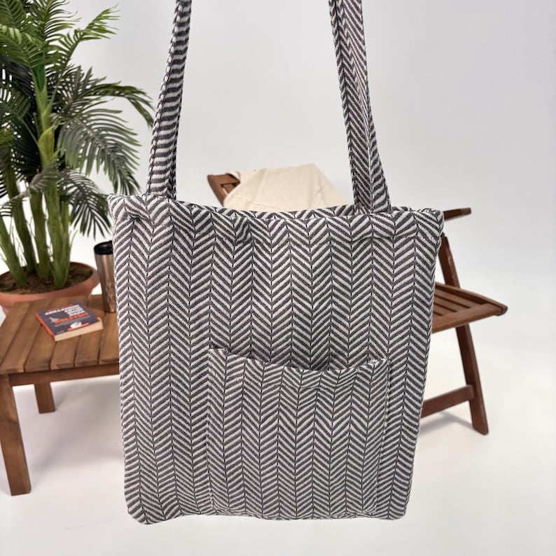 Monochrome Wave Convertible Turkish Towel Beach Bag