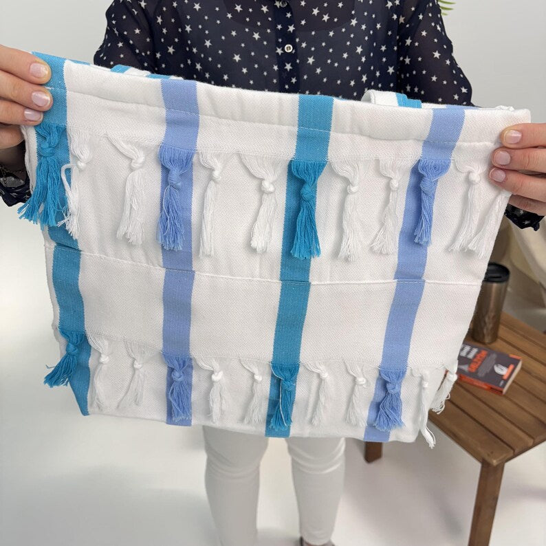 Azure Marina Convertible Turkish Towel Beach Bag