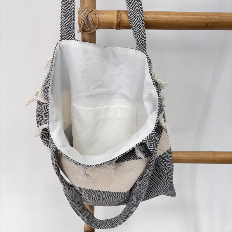 Silver Nomad Convertible Turkish Towel Beach Bag