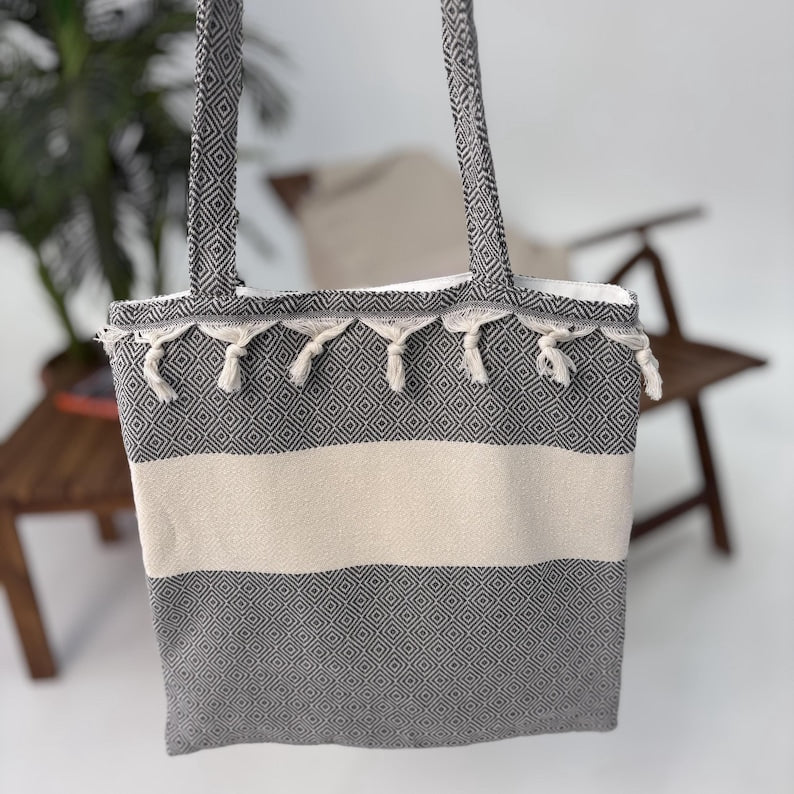 Silver Nomad Convertible Turkish Towel Beach Bag