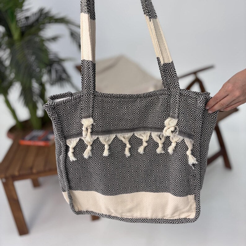 Smoky Shore Convertible Turkish Towel Beach Bag