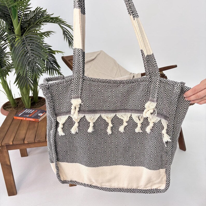 Smoky Shore Convertible Turkish Towel Beach Bag