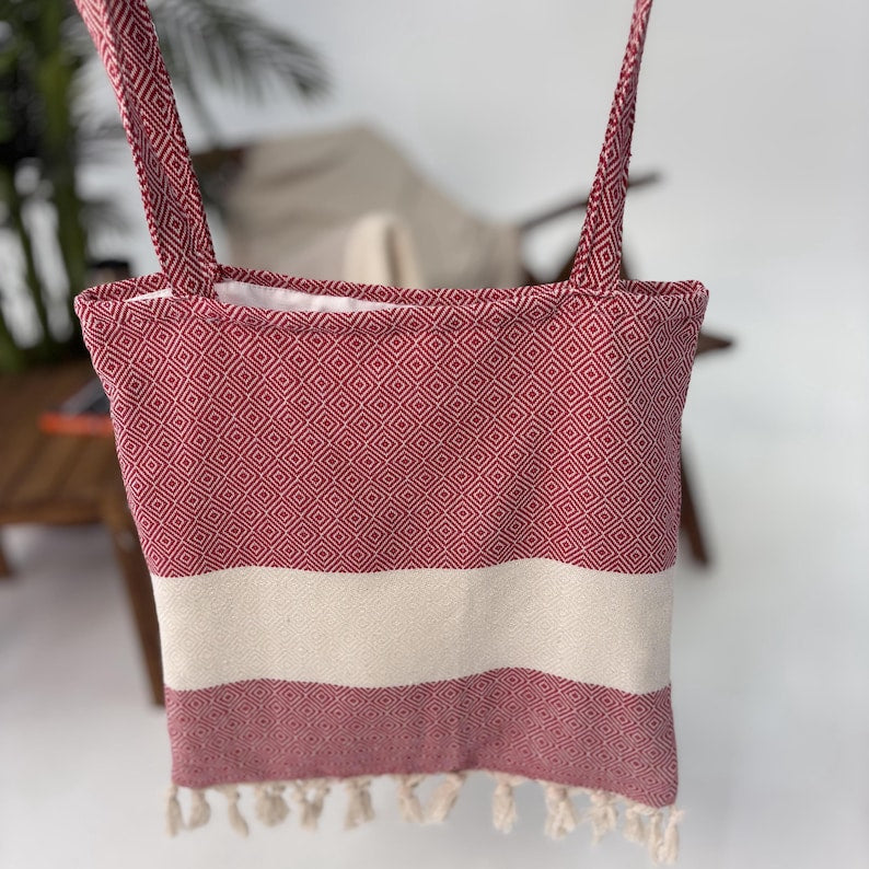 Aegean Rose Convertible Turkish Towel Beach Bag