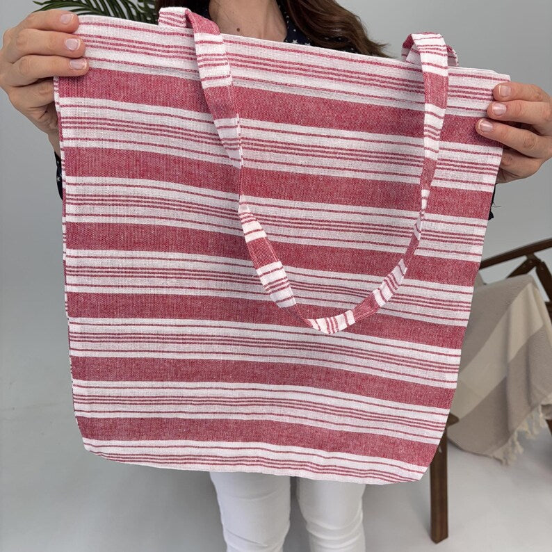 Pera Stripe Convertible Turkish Towel Beach Bag