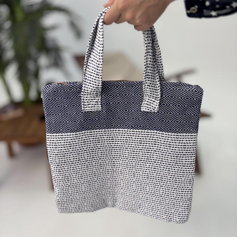 Bosphorus Grid Convertible Turkish Towel Beach Bag