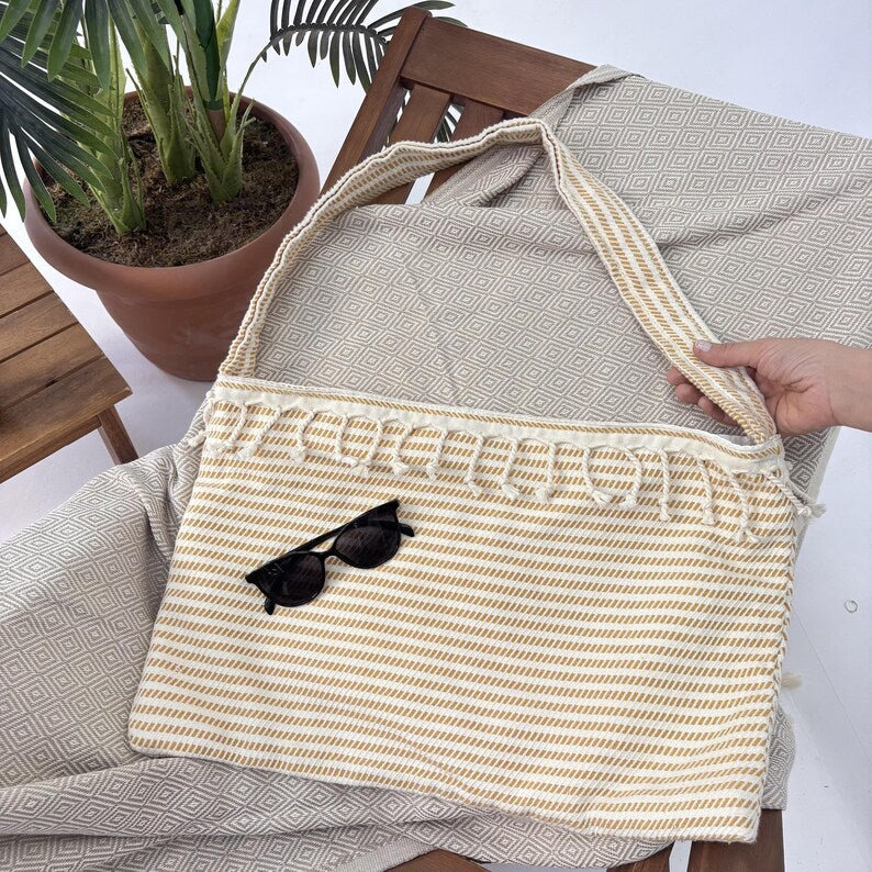 Golden Dune Convertible Turkish Towel Beach Bag