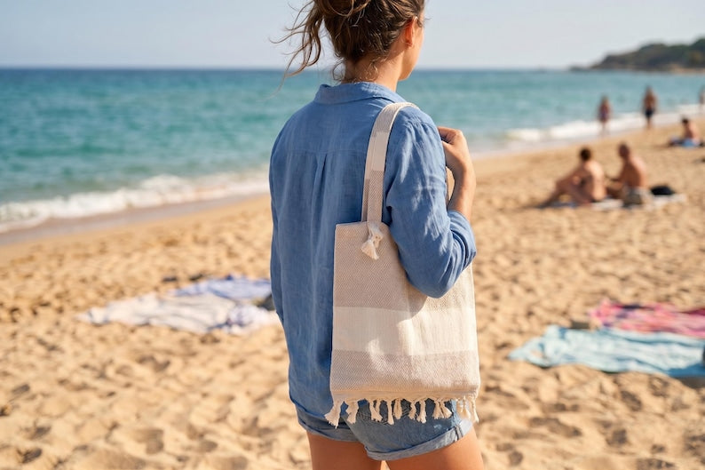 Ivory Dune Convertible Turkish Towel Beach Bag