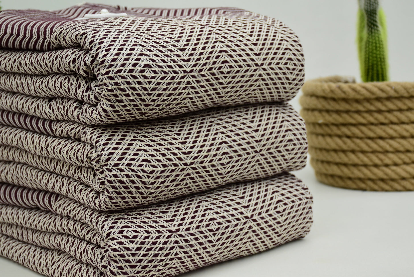 Burgundy Color Turkish Towel, Large Blanket Turkish Towels 79x90 inch - 190x230 cm Beach Blanket Hammam Blanket Sleeping Bct-Drm-Pk