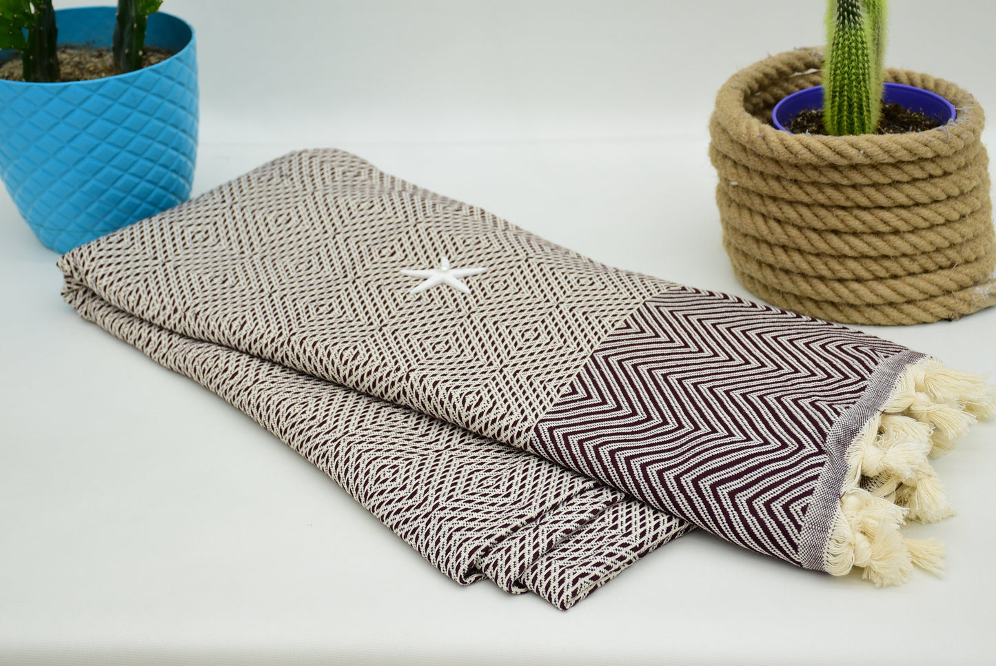 Burgundy Color Turkish Towel, Large Blanket Turkish Towels 79x90 inch - 190x230 cm Beach Blanket Hammam Blanket Sleeping Bct-Drm-Pk