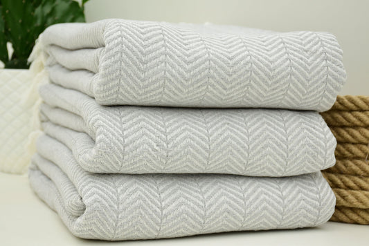 79x90 Light Gray Blanket, Zigzag Turkish Blanket,Large Bedspread,Bed Cover,Turkish Beach Towel 200x230cm Blanket Throw, Soft Bct-Arrw-Pk