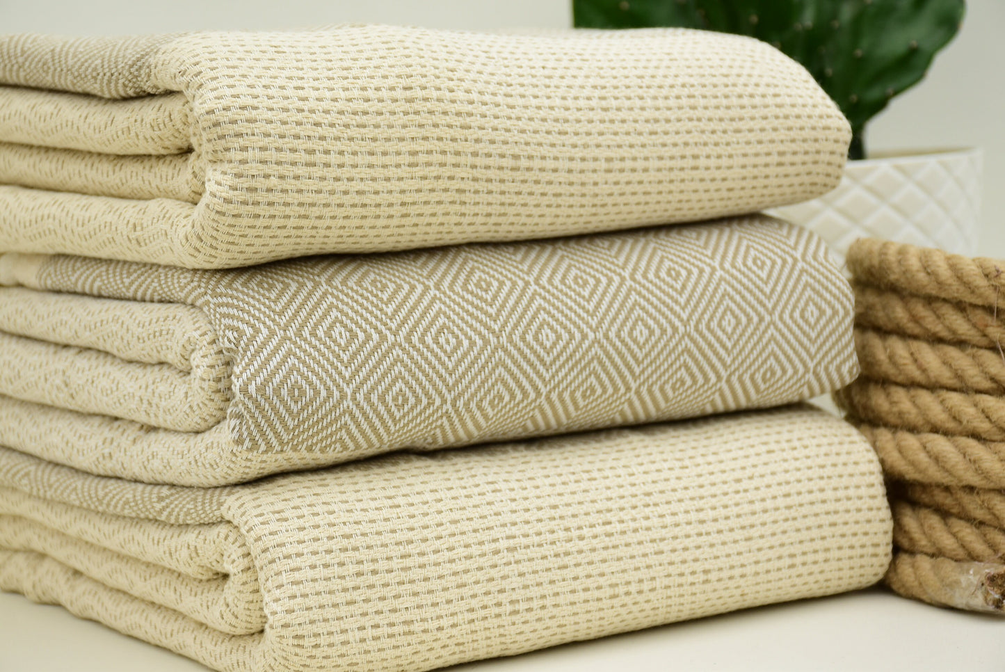 Blanket,Turkish Blanket,Throw, Beige Diamond Blankets Bed Cover Organic Cotton Towels,79x90 Towel, Home Decor Blanket,Diamond, Iso-PK-nfs
