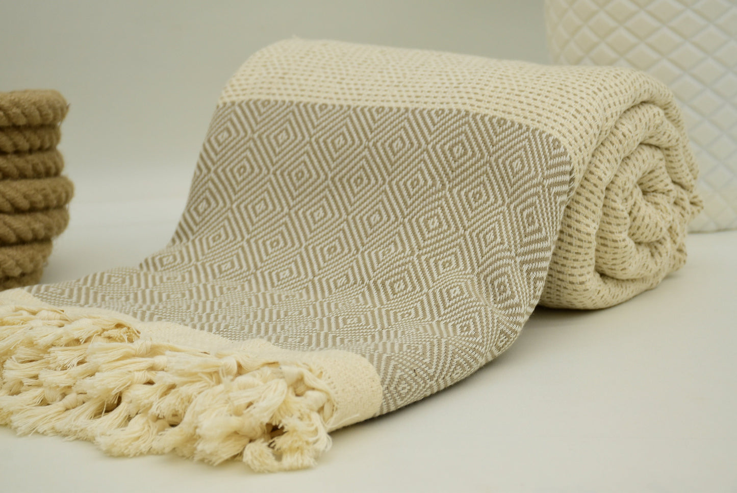 Blanket,Turkish Blanket,Throw, Beige Diamond Blankets Bed Cover Organic Cotton Towels,79x90 Towel, Home Decor Blanket,Diamond, Iso-PK-nfs