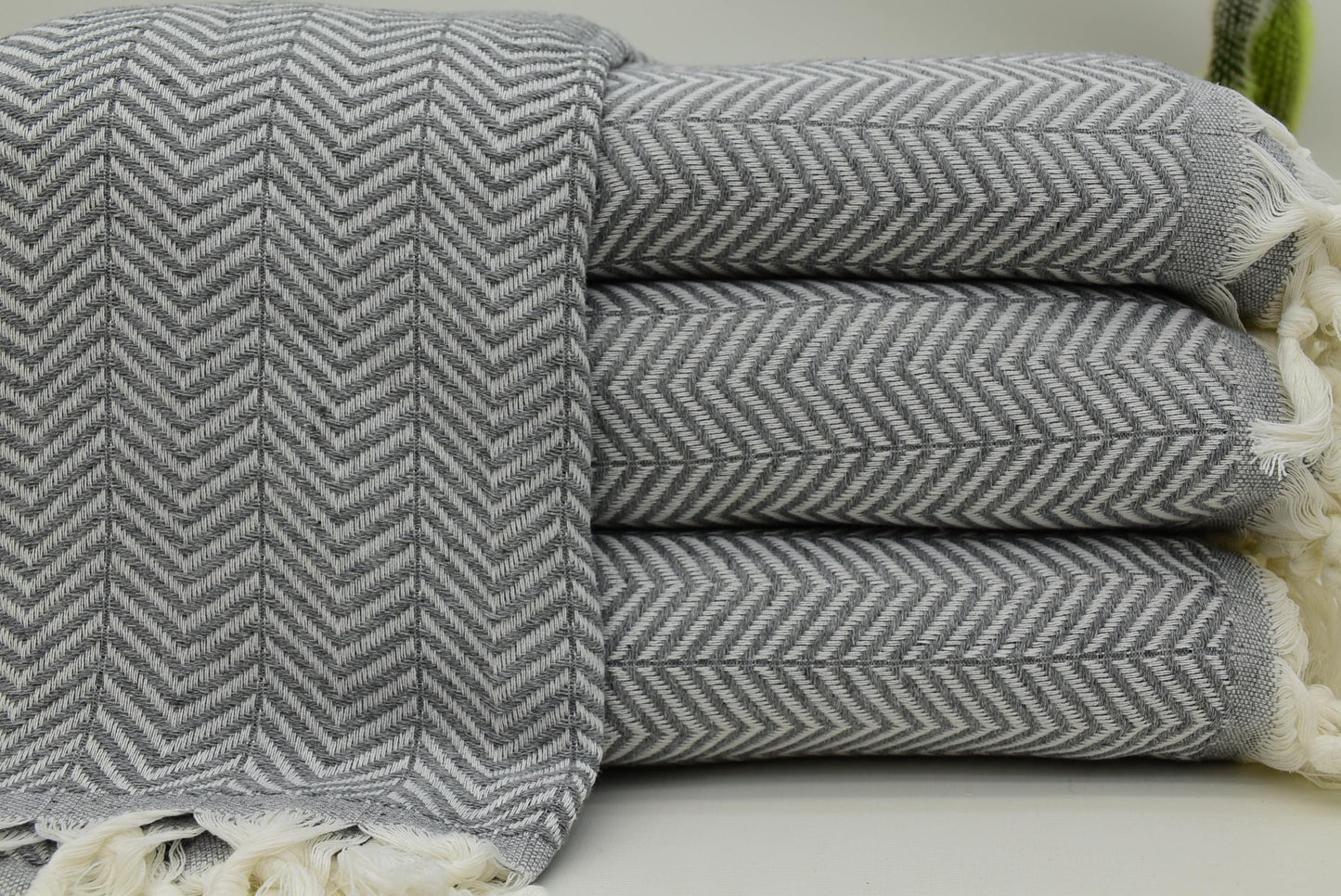 Dark Gray Turkish Blanket, Zigzag Patterned Turkish Blanket, 79"x90" Bedspread, Bed Cover,Gray Beach Towel 200x230cm Blanket Bct-Arrw-Pk