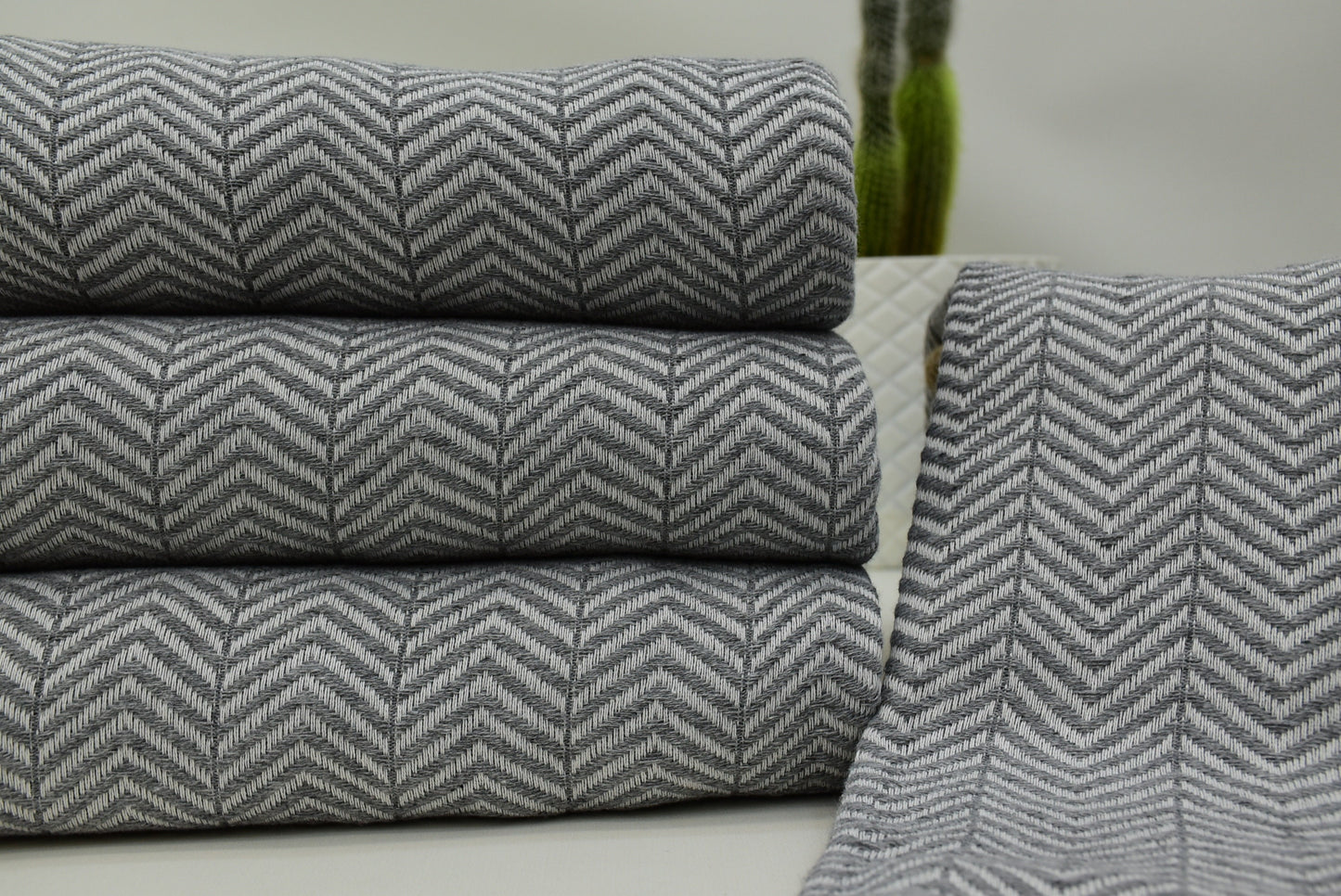 Dark Gray Turkish Blanket, Zigzag Patterned Turkish Blanket, 79"x90" Bedspread, Bed Cover,Gray Beach Towel 200x230cm Blanket Bct-Arrw-Pk