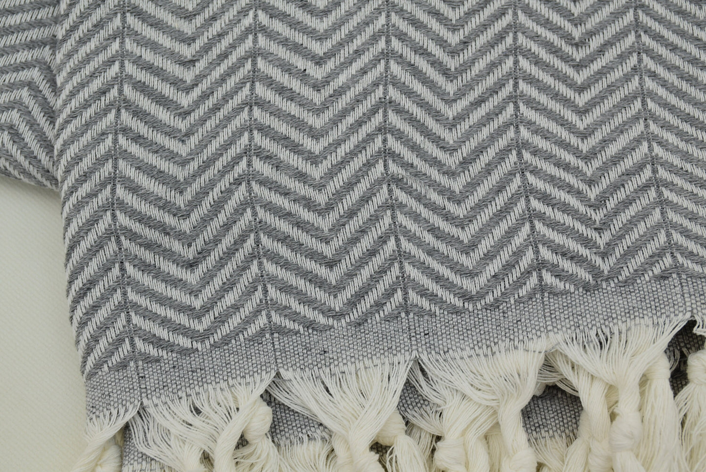 Dark Gray Turkish Blanket, Zigzag Patterned Turkish Blanket, 79"x90" Bedspread, Bed Cover,Gray Beach Towel 200x230cm Blanket Bct-Arrw-Pk