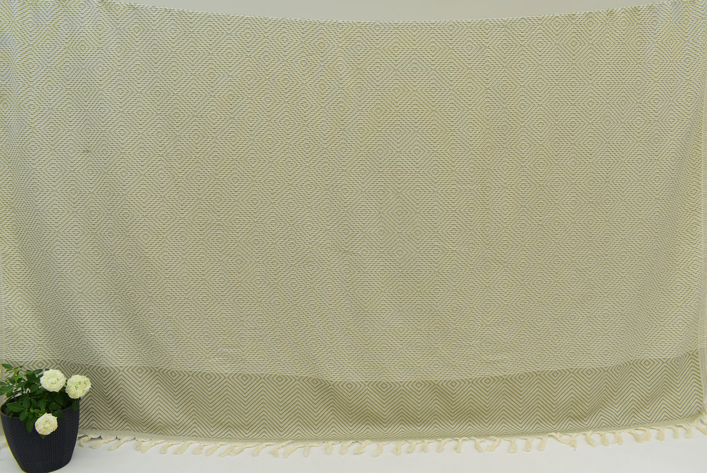 Turkish Blanket,Organic Blanket, Bedding Blanket, Bedspread,75" x 87", Green Blanket, Beach Blanket,Handwoven Blanket,Blanket Bct-Drm-Pk
