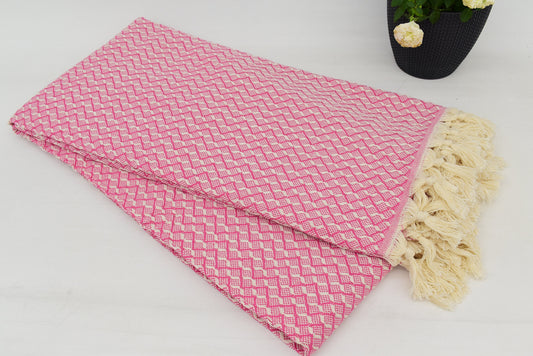 Türkische Decke, Bio-Decke, Stranddecke, Überwurfdecke, Bettdecke, Tagesdecke, Fuchsia Picknickdecke, 241 x 261 cm Bct-Pk-Tc