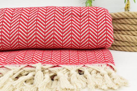 Türkische Decke, Bio-Decke, Stranddecke, Überwurfdecke, Bettdecke, Tagesdecke, 178 x 221 cm, Rote Decke, Großhandel Bct-Arrw-Pk