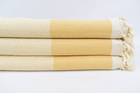 Blanket,Turkish Blanket,Throw, Yellow Diamond Blankets Bed Cover, Organic Cotton Towels,79x90 Blanked , Natural Blanket, Iso-Nfs-Pk